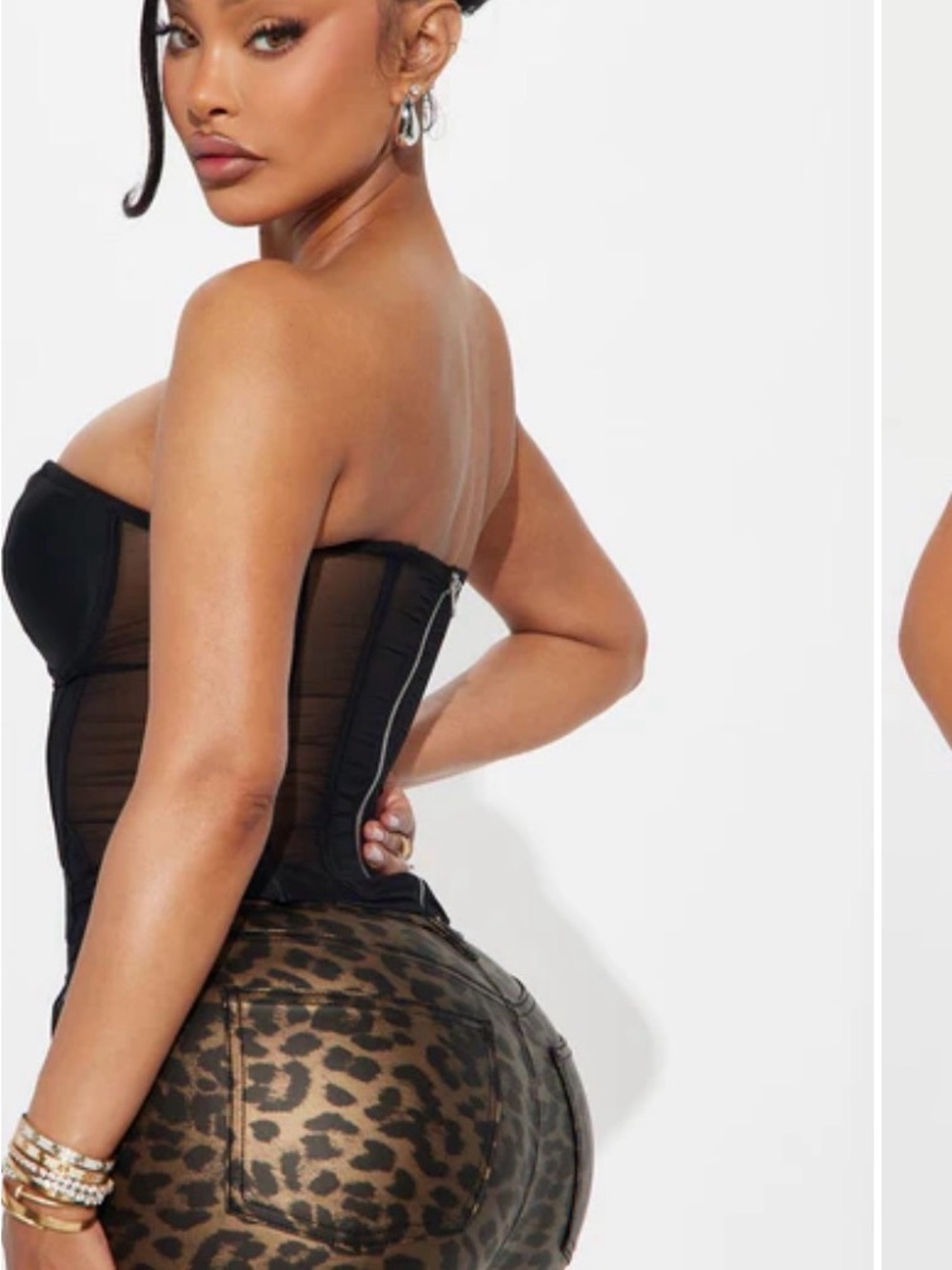 Fashion Nova Black Sheer Boned Corset Top - Picture 3 of 7